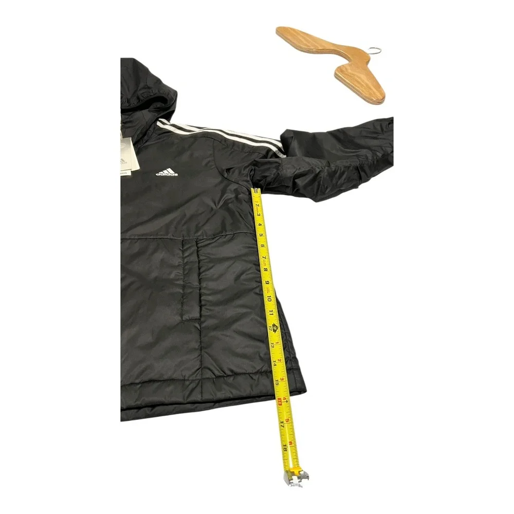 NWT Adidas Miami Men's L Black Full-Zip‎ Hooded Jacket White Stripes Logo
